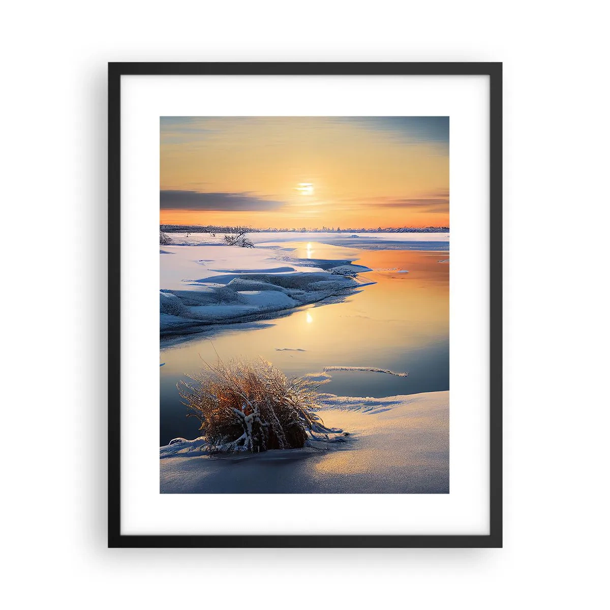 Affiche dans un cadre noir - Poster - Coucher de soleil d'hiver - 40x50 cm