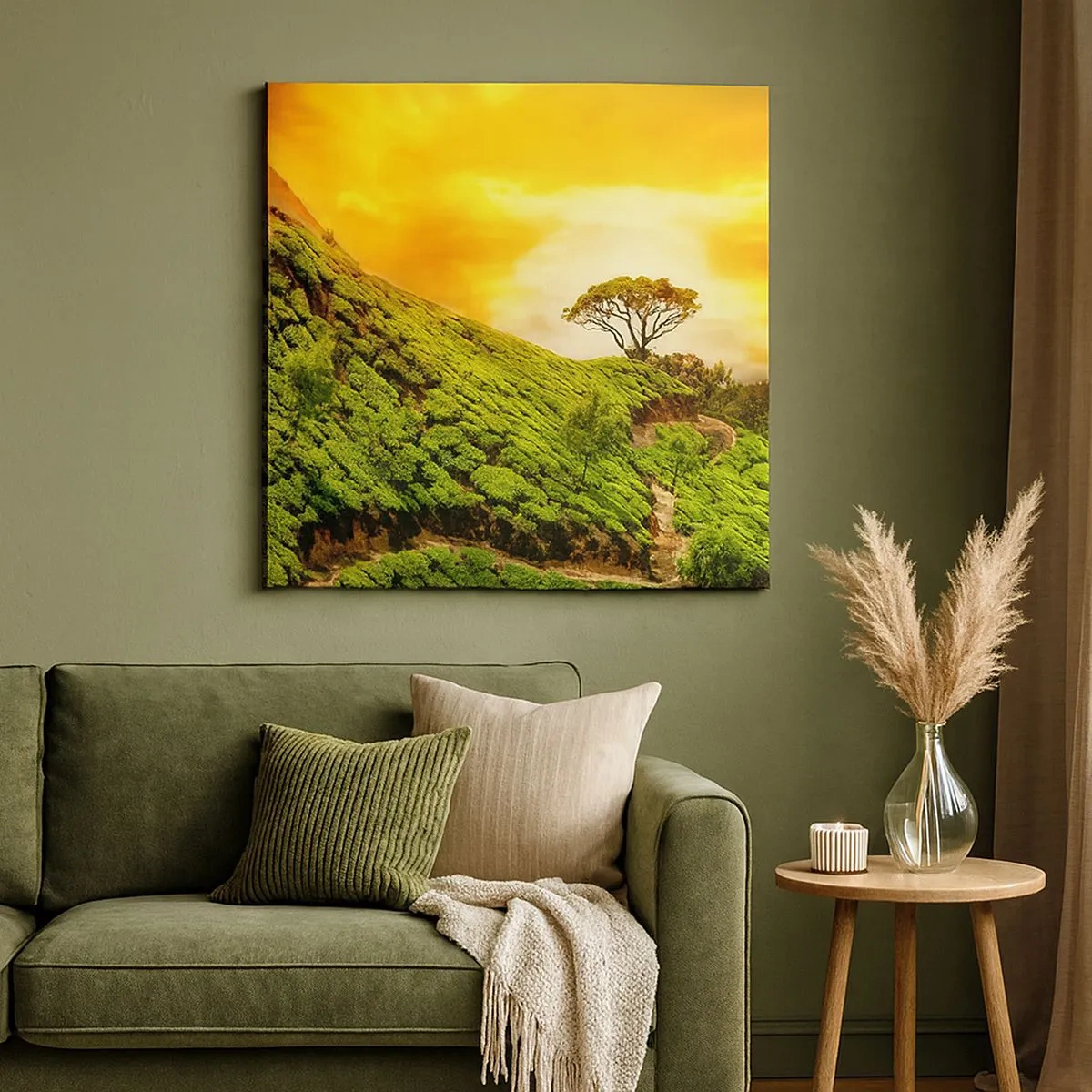 Impression sur toile - Image sur toile - Un chemin sinueux, une pente verte - 30x30 cm