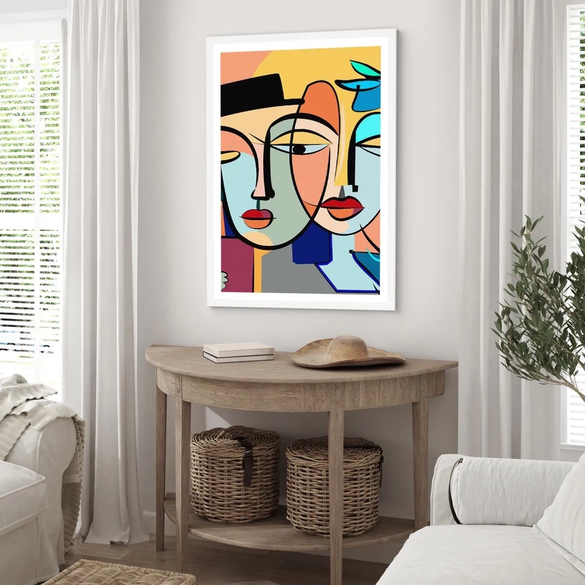 Affiche dans un cadre blanc - Poster - Le Rendez-vous de Picasso - 50x70 cm