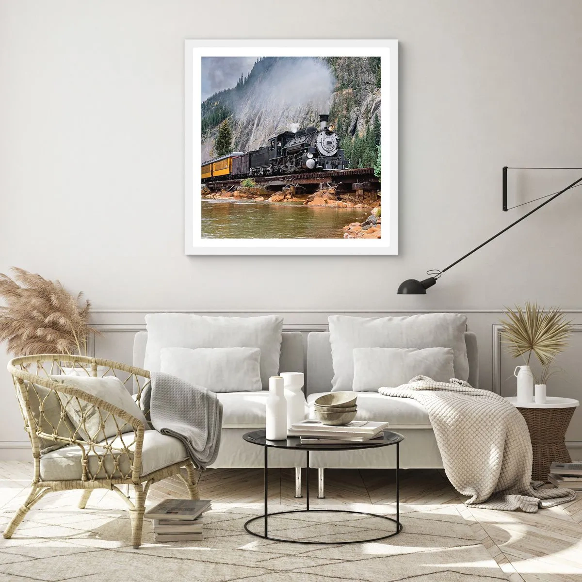 Affiche dans un cadre blanc - Poster - Et lui jusqu'où? Jusqu'où? - 60x60 cm