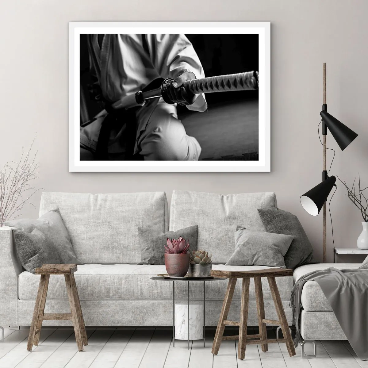 Affiche dans un cadre blanc - Poster - Âme de guerrier - 70x50 cm