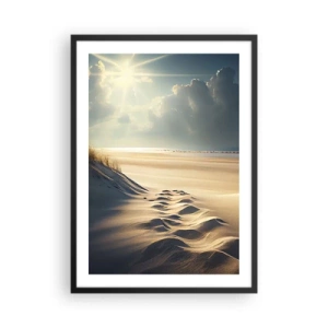 Affiche dans un cadre noir - Poster - Dunes dorées sur la plage au coucher du soleil - 50x70cm - Un paysage apaisant - Décoration murale moderne pour le salon et la chambre ARTTOR