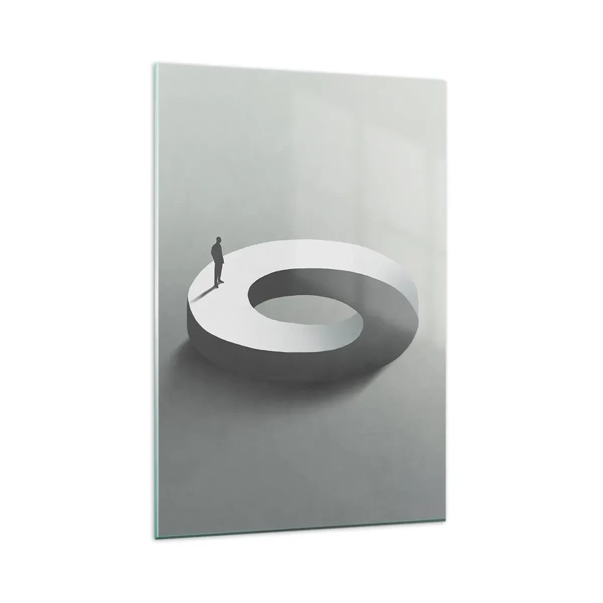 Impression sur verre - Image sur verre - Un homme sur une structure grise et abstraite - 80x120cm - Et sois intelligent ici - Décoration murale moderne pour le salon et la chambre ARTTOR