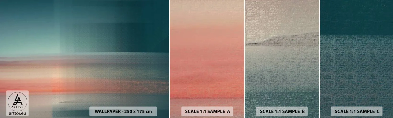 Échantillon de Papier Peint Autocollant Deluxe Sticker - Résumé : vagues de lumière - Eau, Ciel, Minimalisme - 100x30 cm