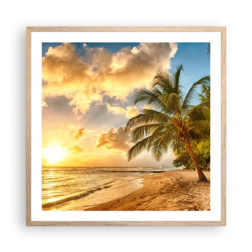 Affiche dans un chêne clair - Poster - Été éternel, toujours des vacances - 60x60 cm