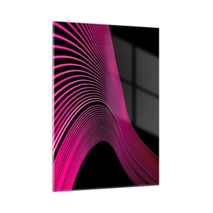 Impression sur verre - Image sur verre - Lignes lumineuses roses sur fond noir - 50x70cm - Avenue de lumière - Décoration murale moderne pour le salon et la chambre ARTTOR