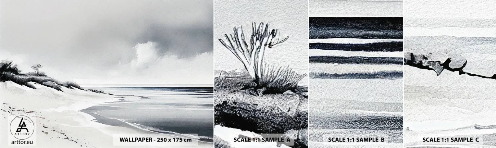 Échantillon De Papier Peint Standard Eco - Ensemble depuis toujours - Dunes, Plage, Océan - 100x30 cm