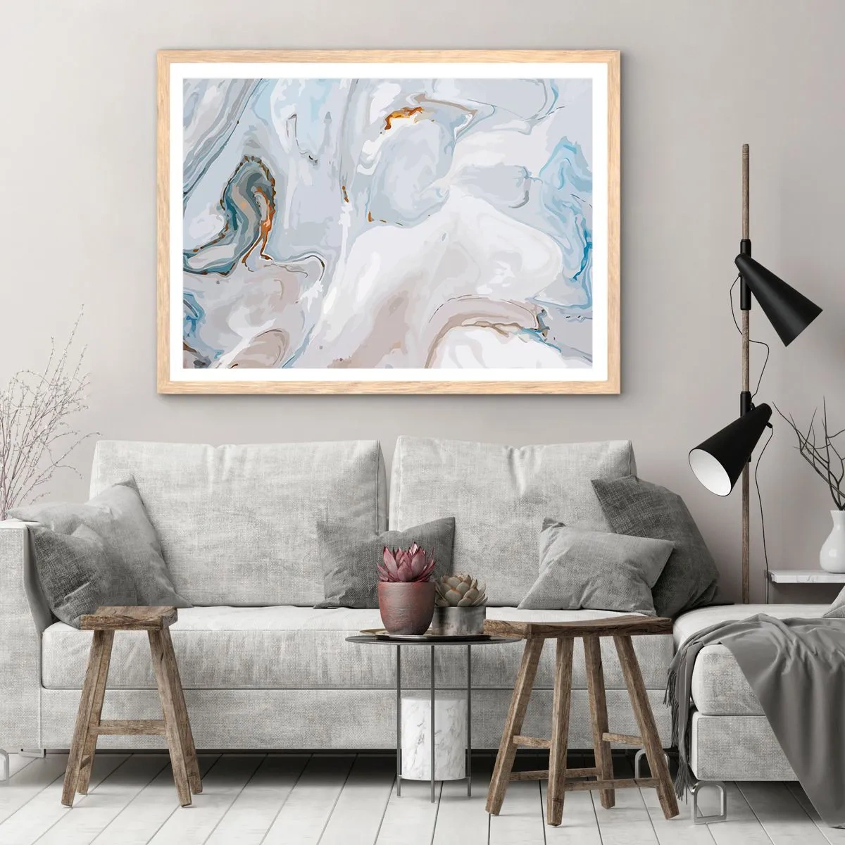 Affiche dans un chêne clair - Poster - Blanc surélevé - 50x40 cm