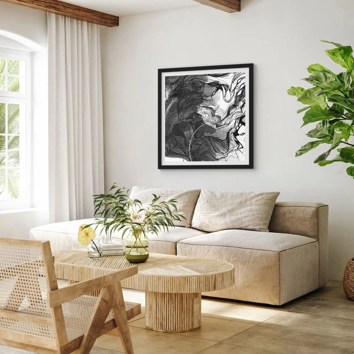 Affiche dans un cadre noir - Poster - Emmêlé dans les rêves - 50x50 cm