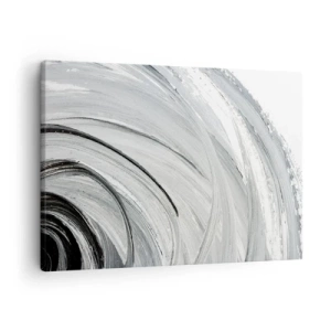 Impression sur toile - Image sur toile - Un tourbillon monochrome dans des tons de gris et de noir - 70x50cm - Composition orbitale - Décoration murale moderne pour le salon et la chambre ARTTOR