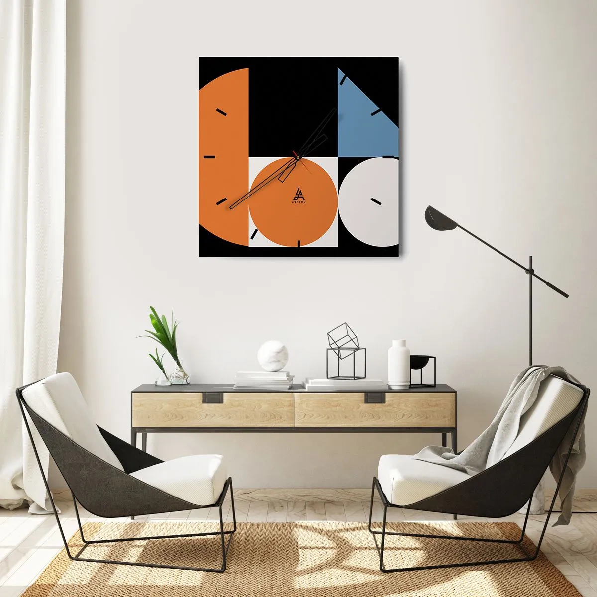 Horloge murale - Pendule murale - Rangement de figures - 40x40 cm