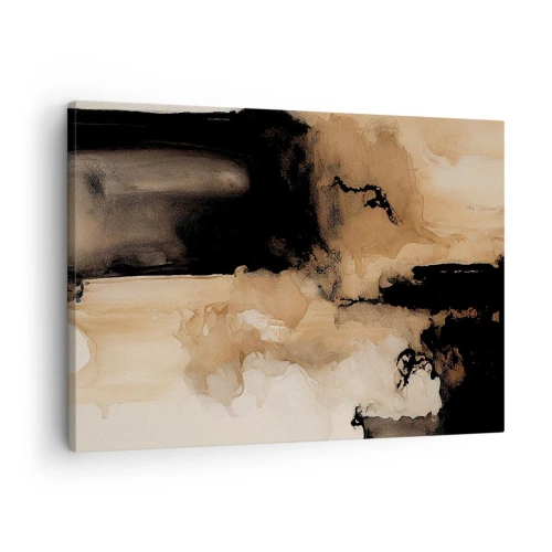 Impression sur toile - Image sur toile - Composition abstraite dans les tons de marron et de noir - 70x50cm - Une abstraction intrigante - Décoration murale moderne pour le salon et la chambre ARTTOR