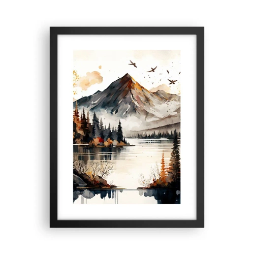 Affiche dans un cadre noir - Poster - Automne doré dans les montagnes - 30x40 cm