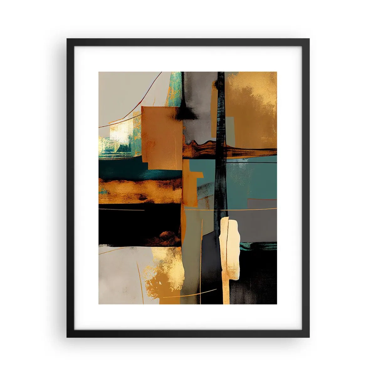 Affiche dans un cadre noir - Poster - Abstraction – lumière et ombre - 40x50 cm