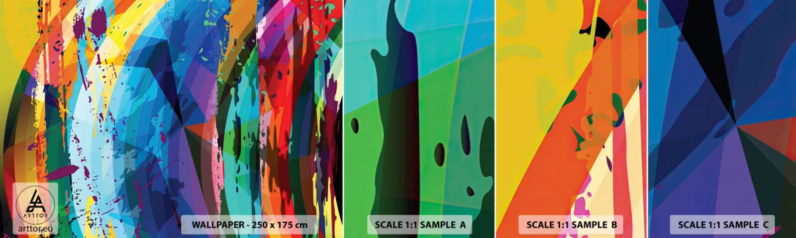 Échantillon De Papier Peint Standard Eco - Vertiges colorés - Abstraction, Morceau, Art moderne - 100x30 cm