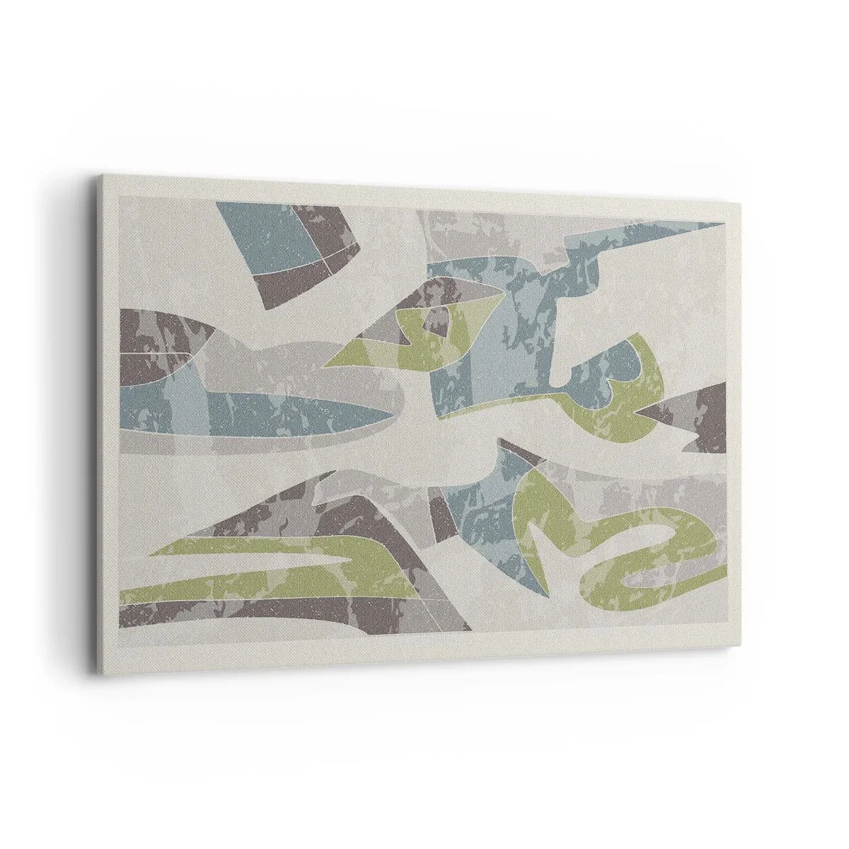 Impression sur toile - Image sur toile - Formes abstraites en vert et bleu sur fond clair - 120x80cm - Composition derrière la vitre - Décoration murale moderne pour le salon et la chambre ARTTOR