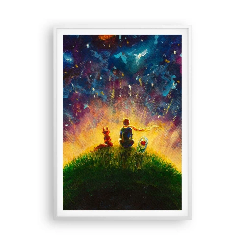 Affiche dans un cadre blanc - Poster - Amour et amitié - le monde entier - 70x100 cm