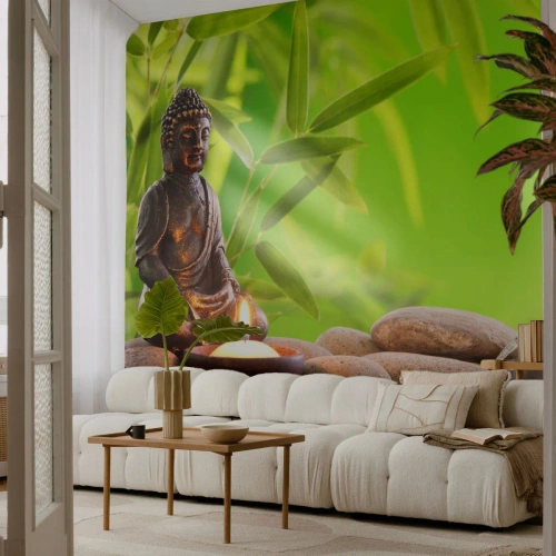 Papier Peint Photo Premium Sand - La vie est belle - Bouddha, Bambou, Spa - 500x350 cm