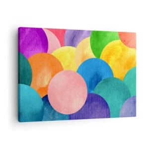 Impression sur toile - Image sur toile - Cercles colorés de style aquarelle - 70x50cm - La plénitude primitive de la vie - Décoration murale moderne pour le salon et la chambre ARTTOR