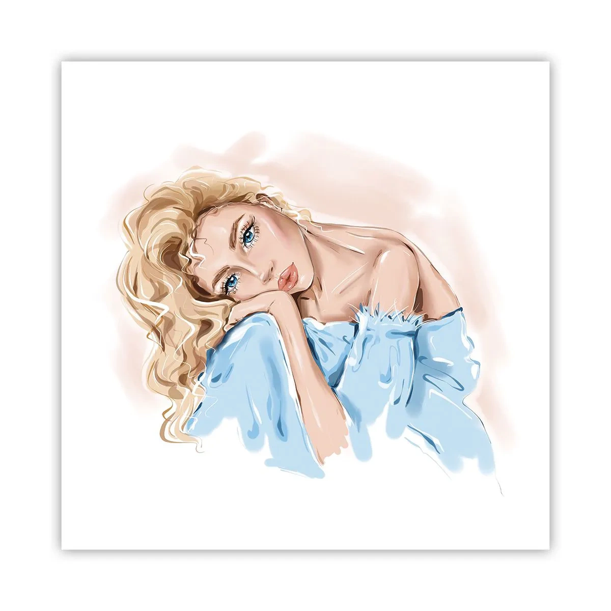 Affiche - Poster - Rêveuse en bleu - 60x60 cm