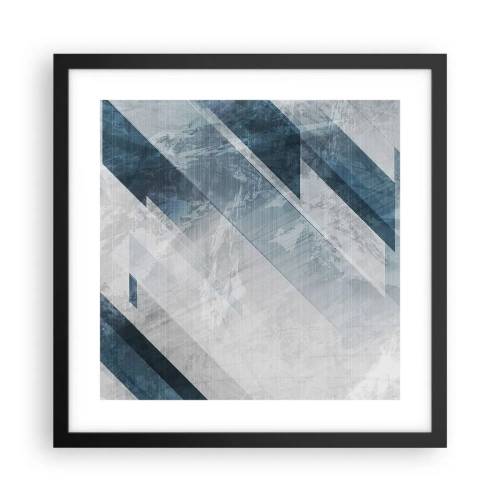 Affiche dans un cadre noir - Poster - Composition spatiale - mouvement gris - 40x40 cm