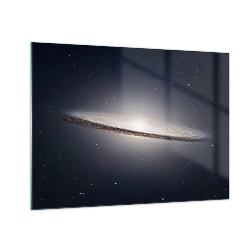 Impression sur verre - Image sur verre - Une galaxie spirale flottant dans l'espace - 70x50cm - Il y a bien longtemps, dans une galaxie très lointaine… - Décoration murale moderne pour le salon et la chambre ARTTOR