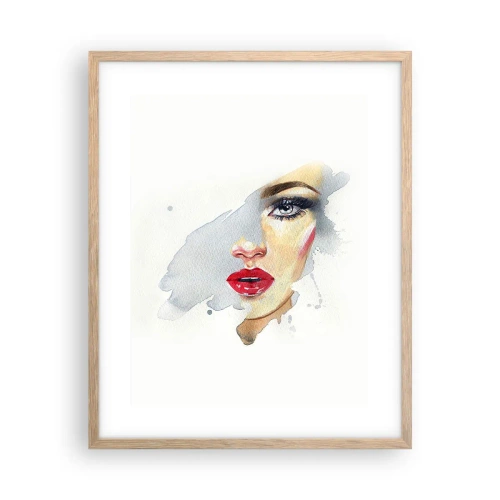 Affiche dans un chêne clair - Poster - Reflet dans une goutte d'eau - 40x50 cm