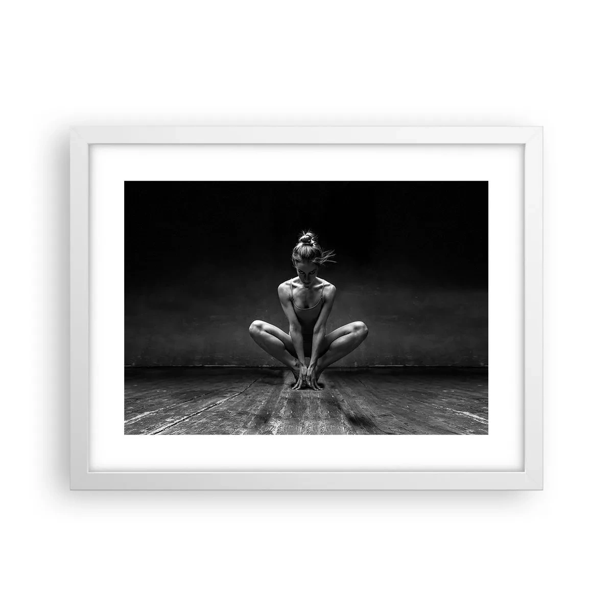 Affiche dans un cadre blanc - Poster - Concentration de l'énergie de la danse - 40x30 cm