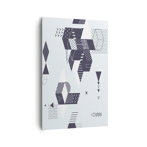 Impression sur toile - Image sur toile - Graphismes géométriques modernes dans des tons de blanc et de bleu marine - 80x120cm - Dans l'âme d'un mathématicien - Décoration murale moderne pour le salon et la chambre ARTTOR