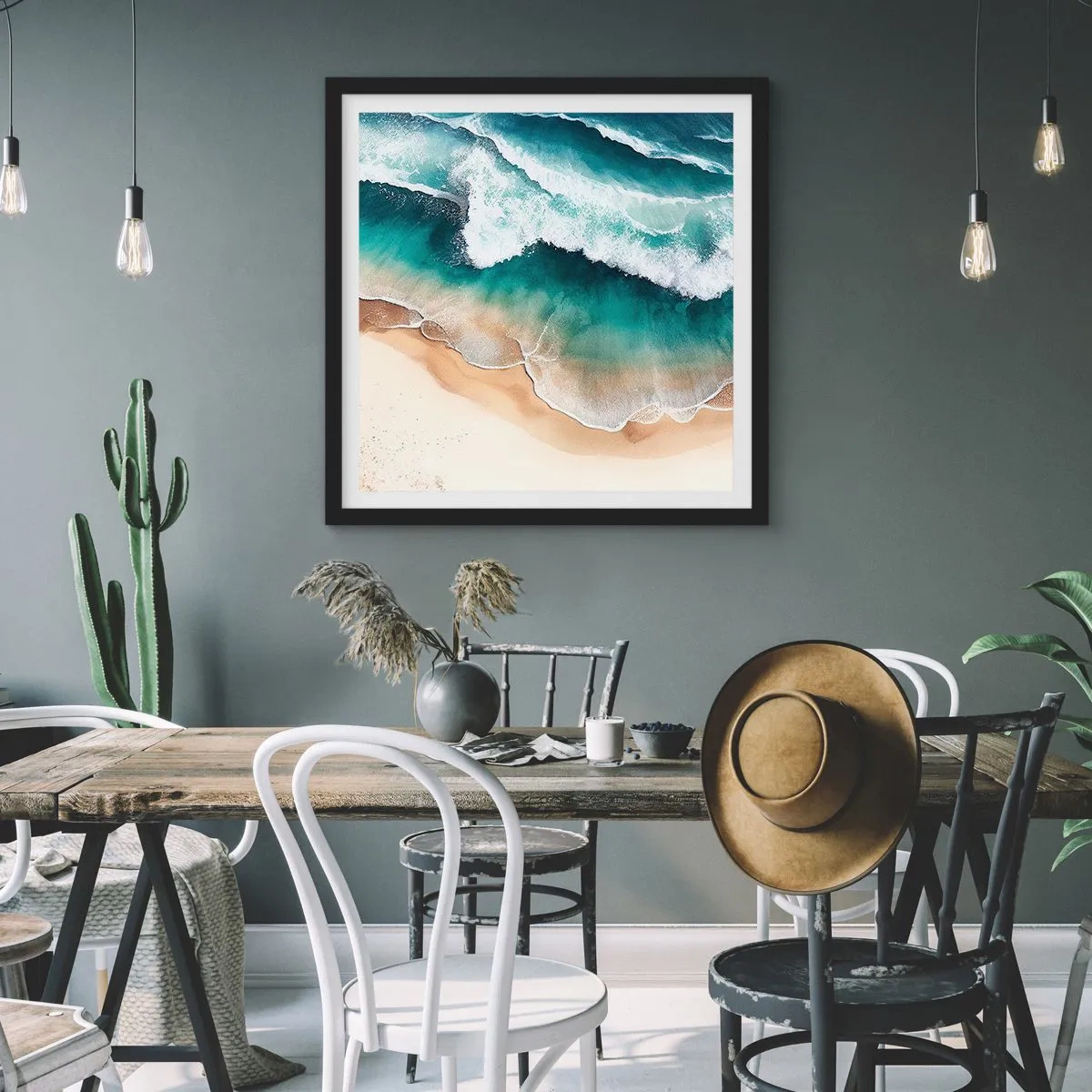 Affiche dans un cadre noir - Poster - La rencontre éternelle - 60x60 cm