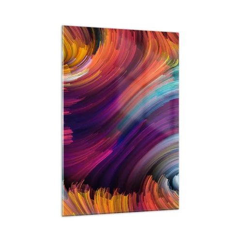 Impression sur verre - Image sur verre - Tourbillons abstraits aux couleurs vibrantes - 80x120cm - Le début d'un nouveau monde - Décoration murale moderne pour le salon et la chambre ARTTOR
