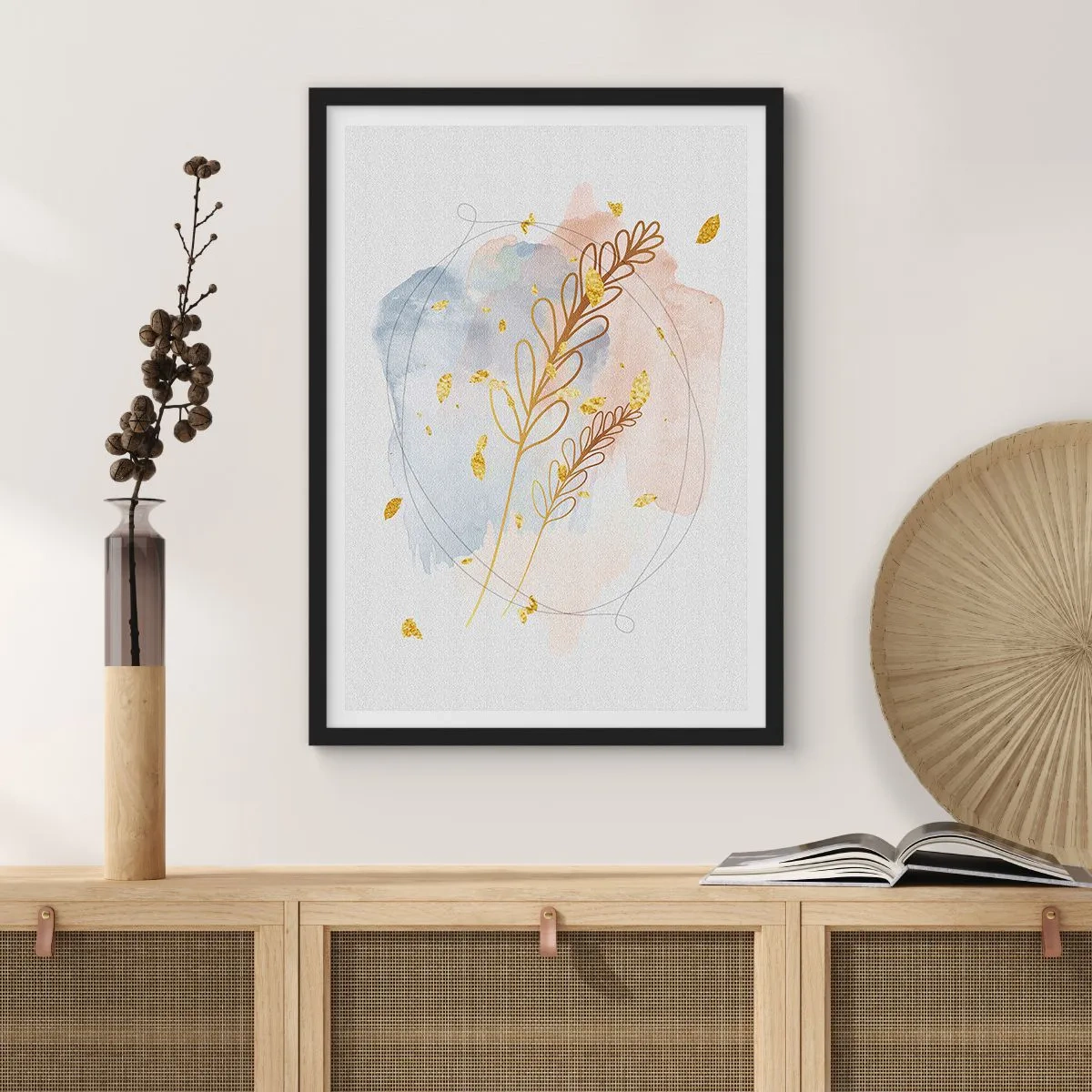 Affiche dans un cadre noir - Poster - Explosion d'or - 70x100 cm