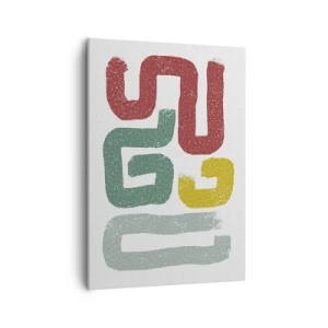 Impression sur toile - Image sur toile - Motifs géométriques colorés dans un style abstrait - 50x70cm - Dans une langue inconnue - Décoration murale moderne pour le salon et la chambre ARTTOR