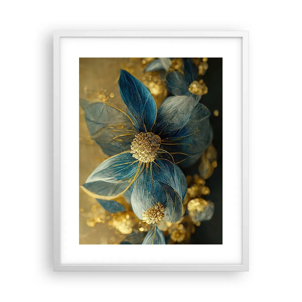 Affiche dans un cadre blanc - Poster - Fleurir avec de l'or - 40x50 cm