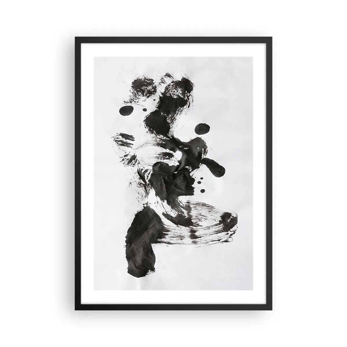 Affiche dans un cadre noir - Poster - Abstraction en noir et blanc dans le style de l'expressionnisme - 50x70cm - De la méthode dans la folie ? - Décoration murale moderne pour le salon et la chambre ARTTOR