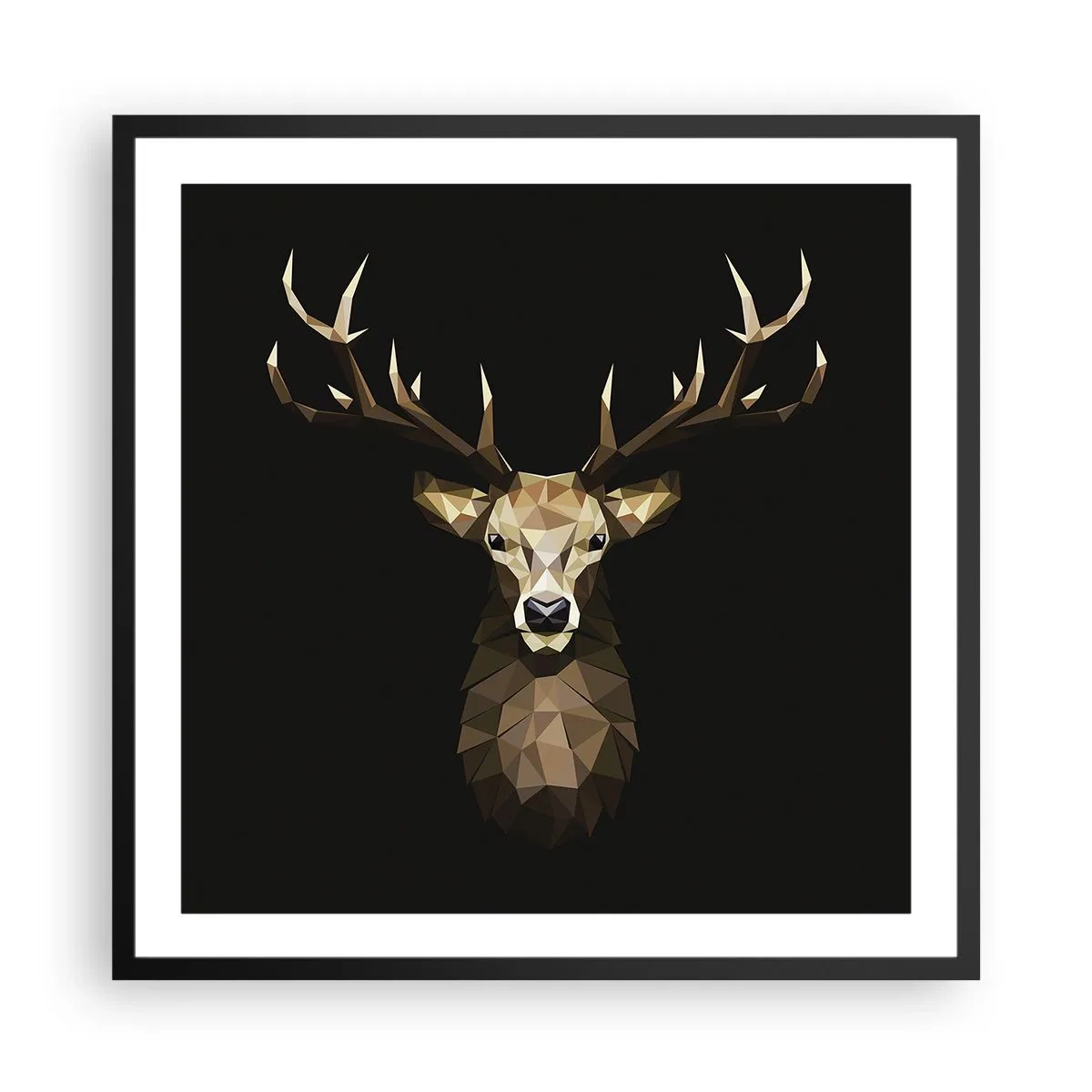 Affiche dans un cadre noir - Poster - Cerf cubique - 60x60 cm