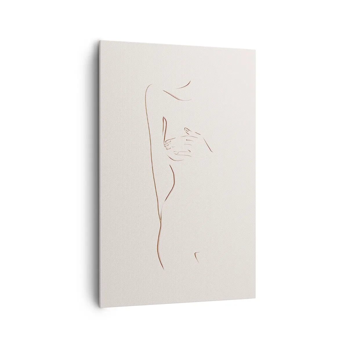 Impression sur toile - Image sur toile - Un dessin au trait subtil d'une silhouette sur un fond clair - 80x120cm - La forme du désir - Décoration murale moderne pour le salon et la chambre ARTTOR