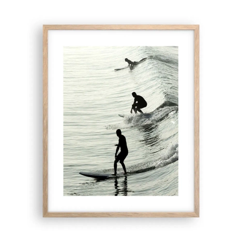 Affiche dans un chêne clair - Poster - A la rencontre de la vague - 40x50 cm