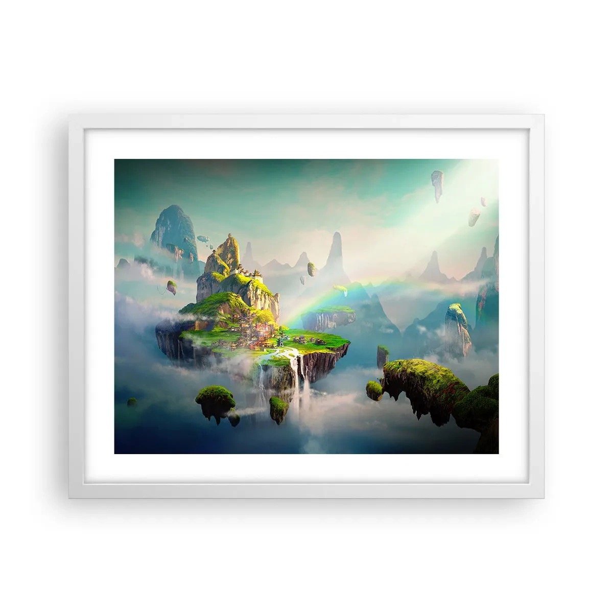 Affiche dans un cadre blanc - Poster - Au milieu des cieux - îles du bonheur - 50x40 cm