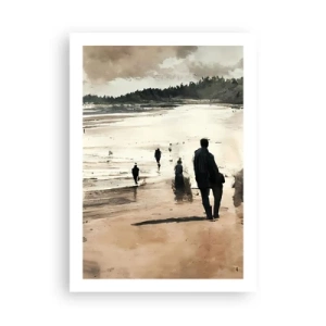Affiche - Poster - Une promenade sur la plage aux couleurs nostalgiques - 50x70cm - Invoqué - Décoration murale moderne pour le salon et la chambre ARTTOR