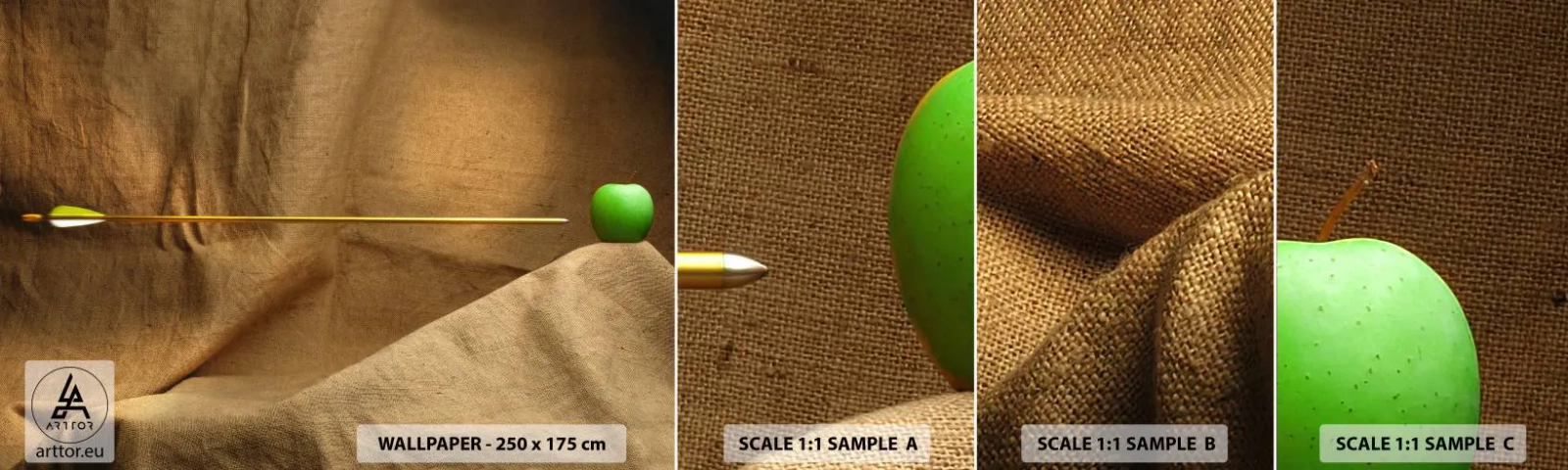 Échantillon de Papier Peint Autocollant Deluxe Sticker - Invoquer l'esprit de Guillaume Tell - Graphique, Abstraction, Flèche de tir à l'arc - 100x30 cm