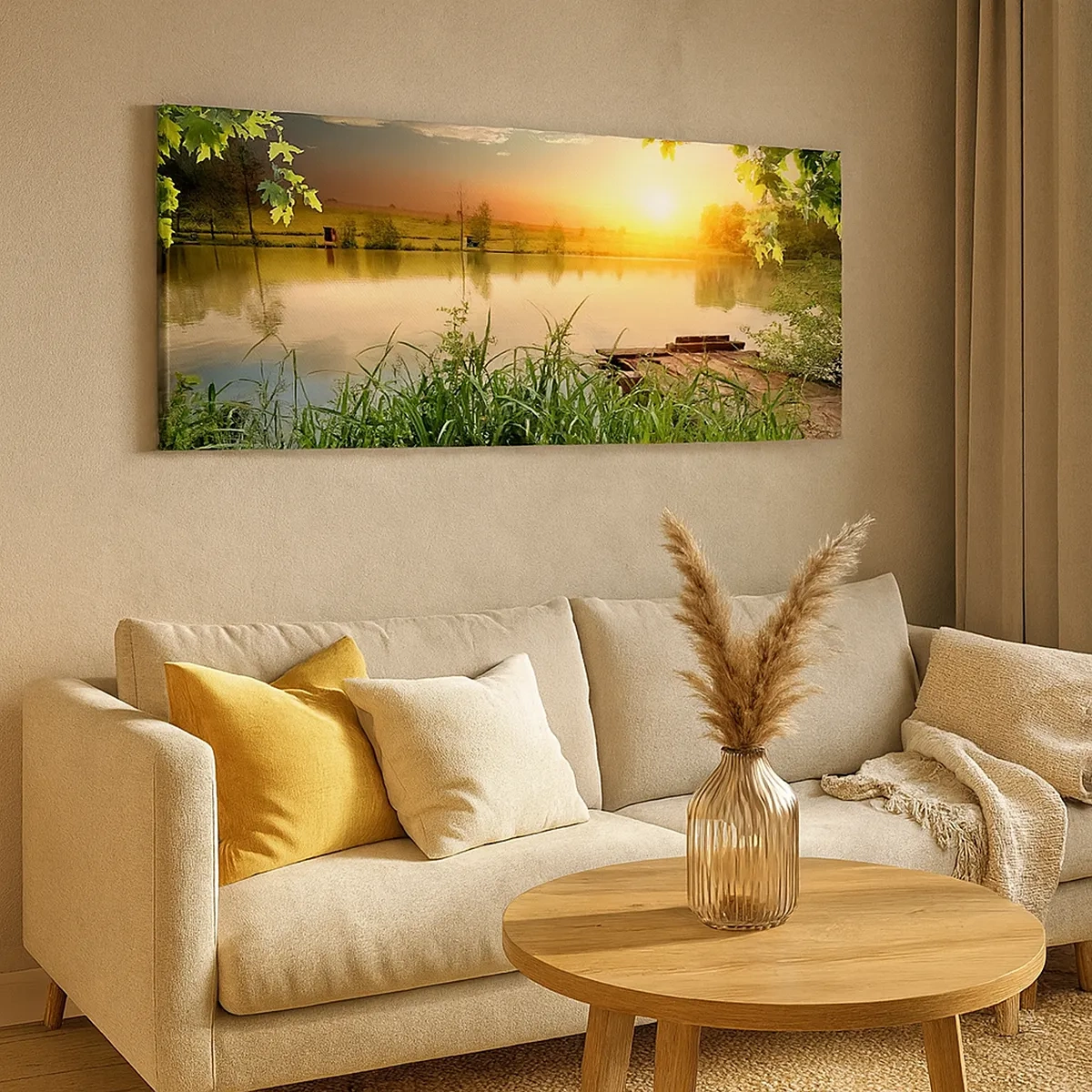 Impression sur toile - Image sur toile - Paysage dans un cadre verdoyant - 30x30 cm