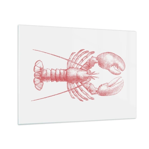 Impression sur verre - Image sur verre - Croquis d'un homard en rouge sur fond clair - 70x50cm - Un homard digne d'Homère - Décoration murale moderne pour le salon et la chambre ARTTOR