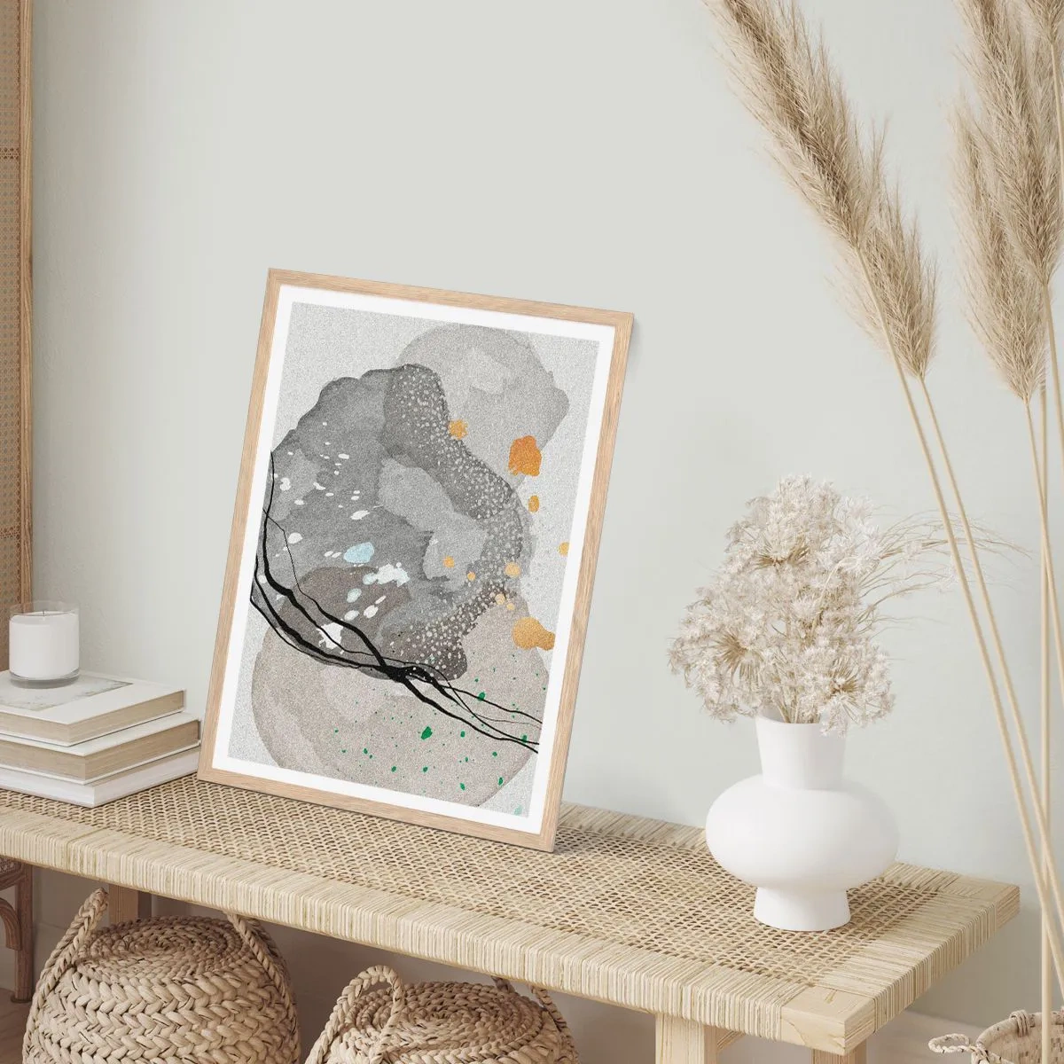 Affiche dans un chêne clair - Poster - Composition organique - 40x50 cm