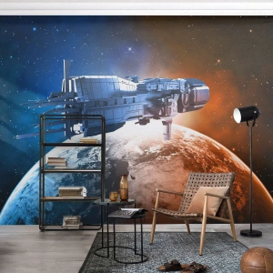 Papier Peint Photo Premium Canvas - Un observateur attentif - Cosmos, Vaisseau spatial, Navette - 350x256 cm