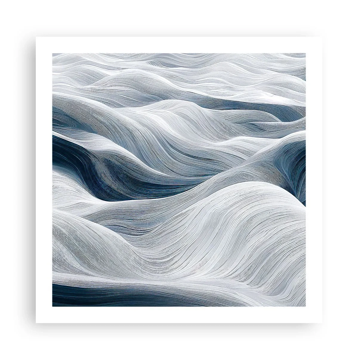 Affiche - Poster - Vagues blanches et bleues - 60x60 cm