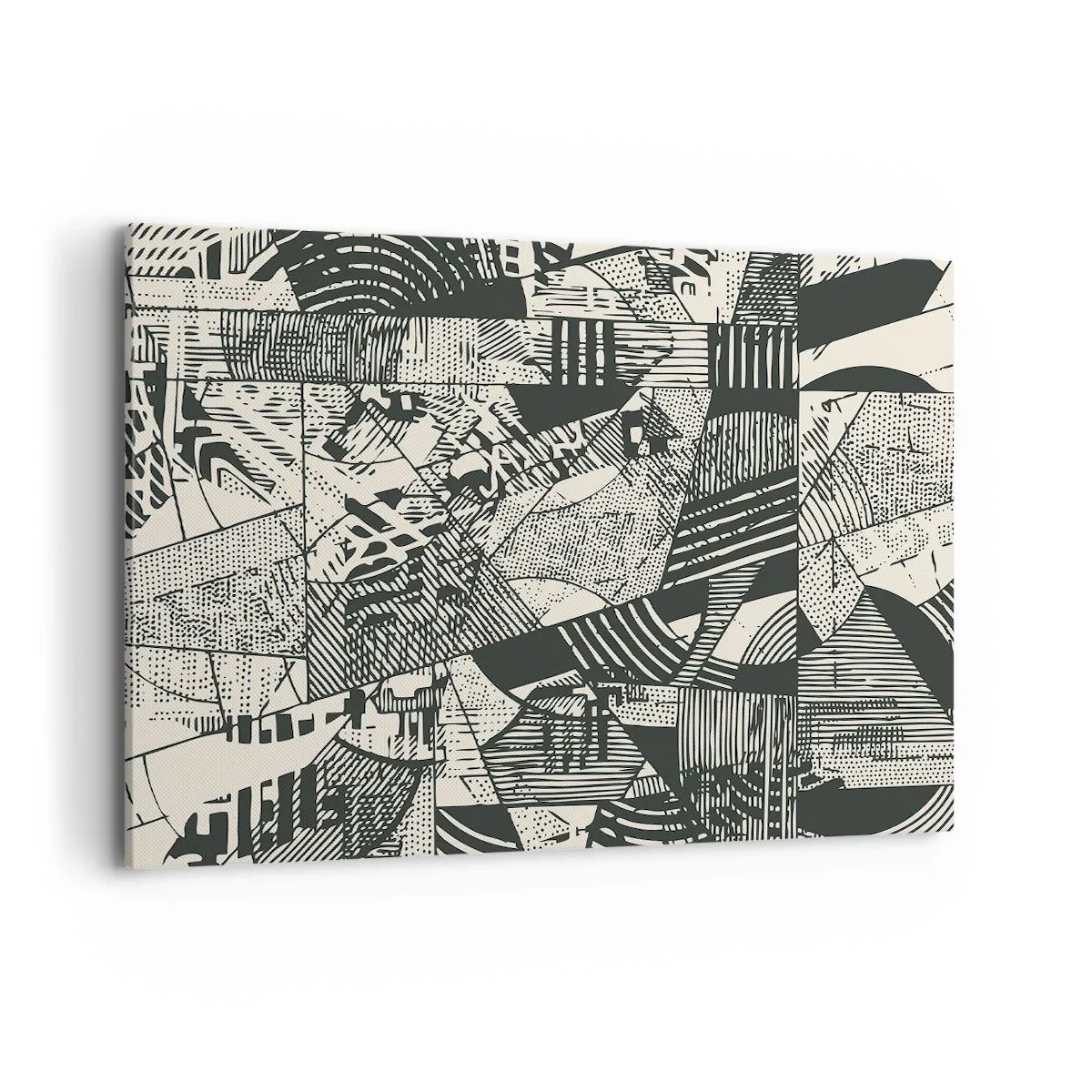 Impression sur toile - Image sur toile - Motifs géométriques abstraits dans des tons de vert sur fond clair - 100x70cm - Dynamique du modernisme - Décoration murale moderne pour le salon et la chambre ARTTOR