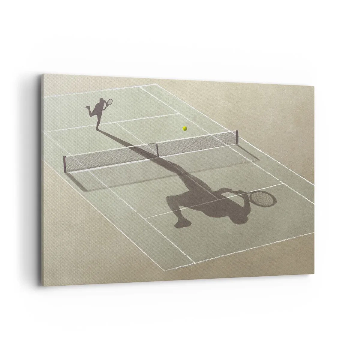 Impression sur toile - Image sur toile - L'ombre d'un joueur de tennis sur le court pendant un match de tennis - 100x70cm - Dépassement de soi - Décoration murale moderne pour le salon et la chambre ARTTOR