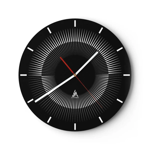 Horloge murale - Pendule murale - Fond noir avec un motif rayonnant en forme de disque solaire - 30x30cm - Soleil noir - Décoration murale moderne pour le salon, la cuisine et la chambre ARTTOR