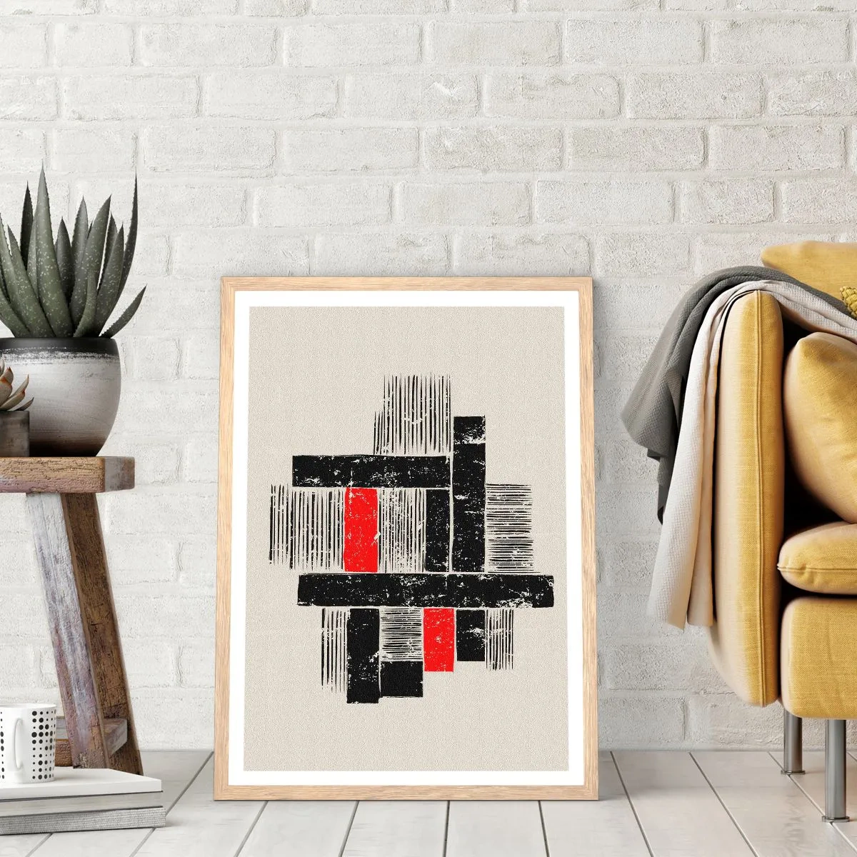 Affiche dans un chêne clair - Poster - En rouge et noir - 50x70 cm